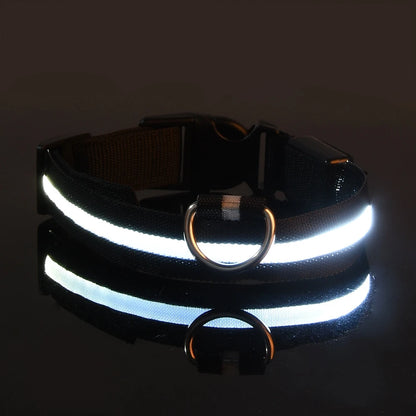 Glow-in-the-Dark LED Pet Collar: Flashing Nylon Safety Necklace for Night Walks