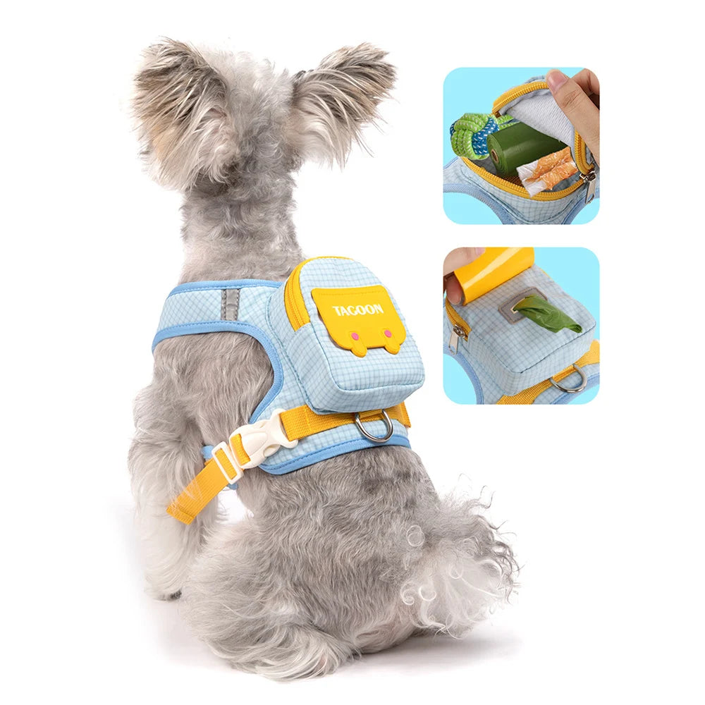 3-in-1 Reflective Pet Harness & Leash Set with Built-In Backpack
