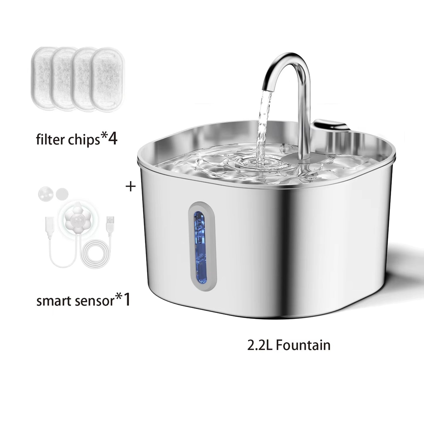 Automatic Stainless Steel Cat & Dog Water Fountain (2.2L)