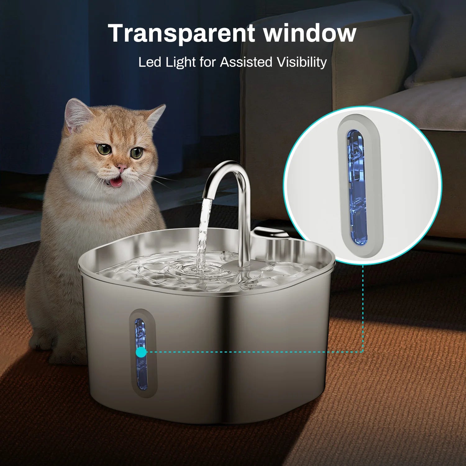 Automatic Stainless Steel Cat & Dog Water Fountain (2.2L)