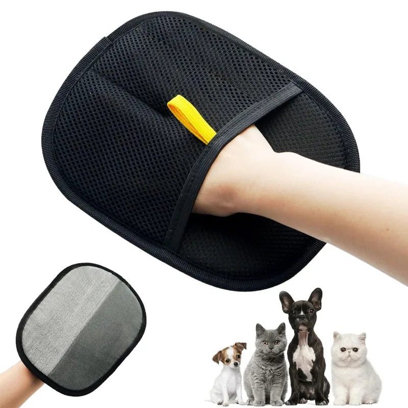Pet Hair Removal Grooming Gloves: Double-Sided Deshedding Tool for Dogs & Cats