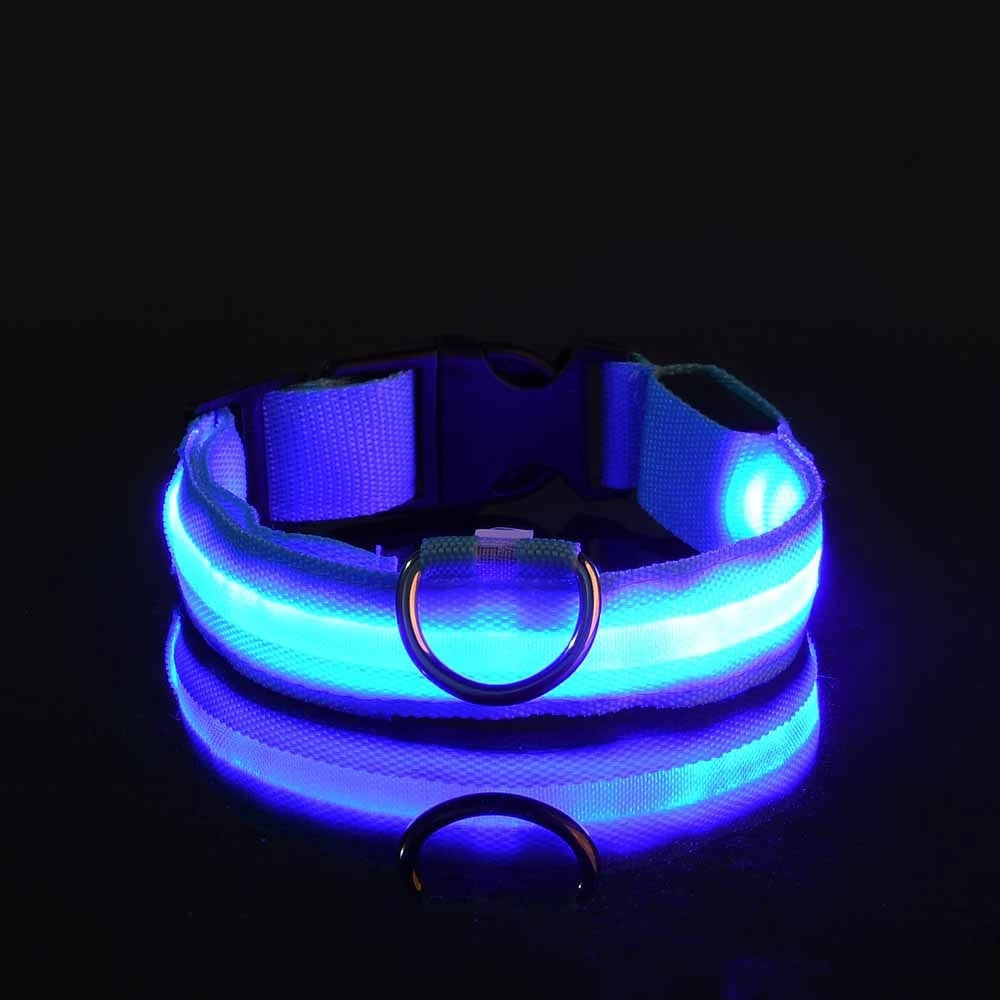 Glow-in-the-Dark LED Pet Collar: Flashing Nylon Safety Necklace for Night Walks
