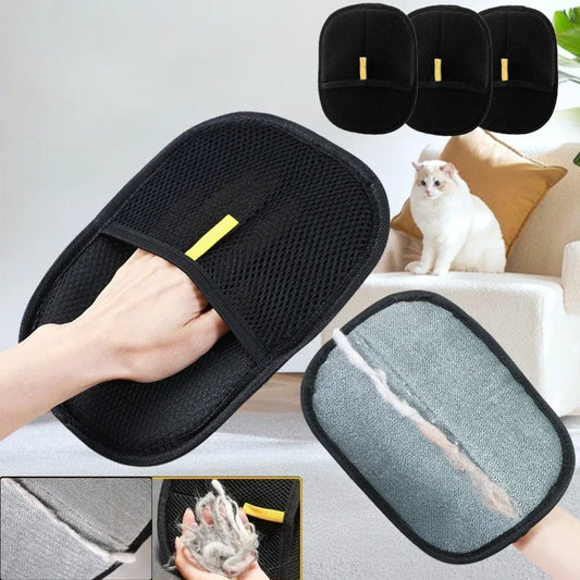 Pet Hair Removal Grooming Gloves: Double-Sided Deshedding Tool for Dogs & Cats