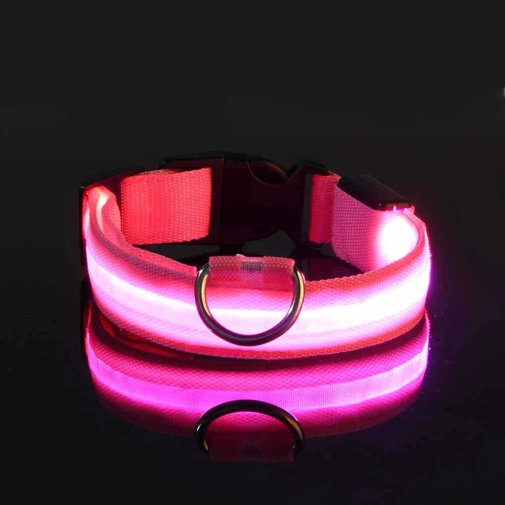 Glow-in-the-Dark LED Pet Collar: Flashing Nylon Safety Necklace for Night Walks