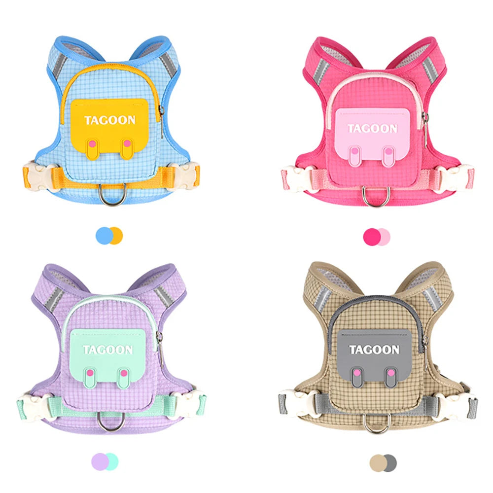 3-in-1 Reflective Pet Harness & Leash Set with Built-In Backpack