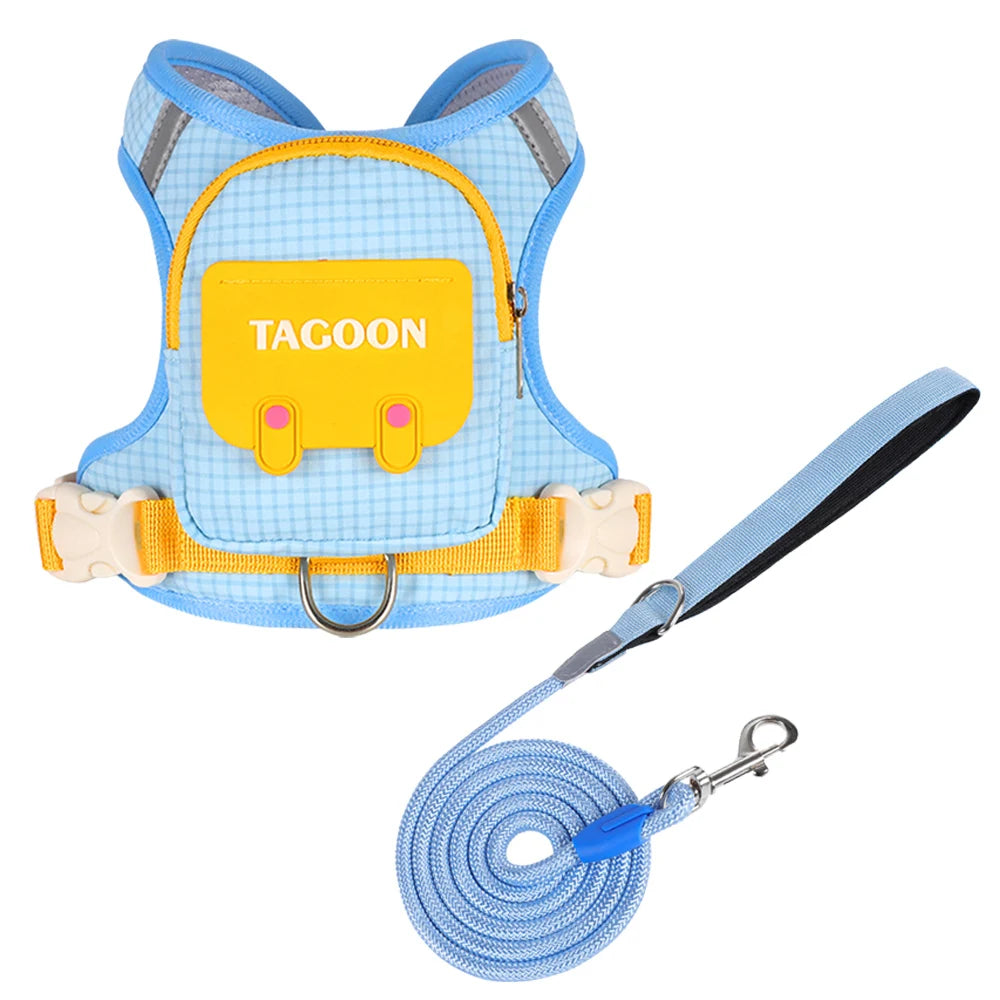3-in-1 Reflective Pet Harness & Leash Set with Built-In Backpack