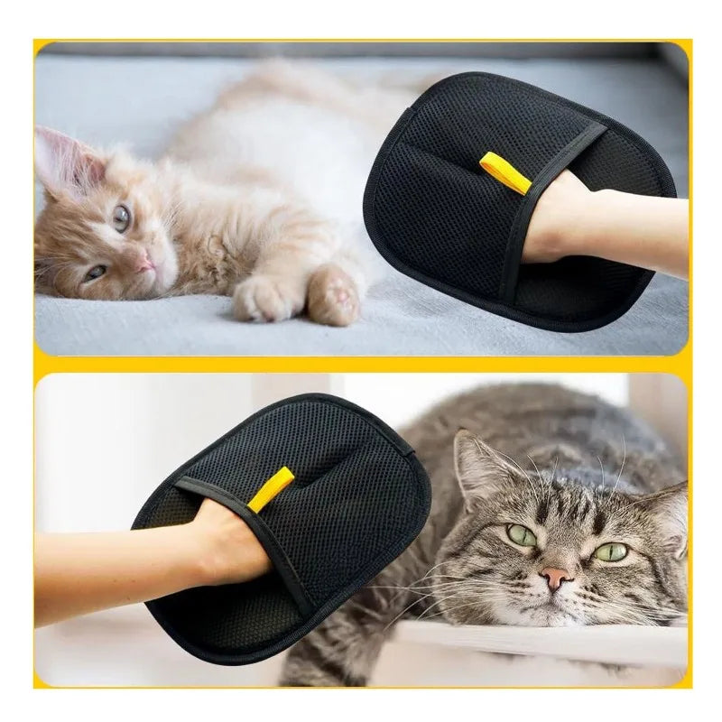 Pet Hair Removal Grooming Gloves: Double-Sided Deshedding Tool for Dogs & Cats