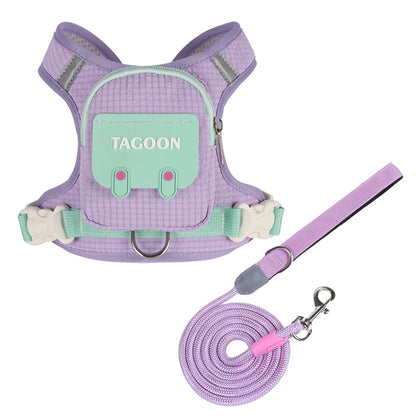 3-in-1 Reflective Pet Harness & Leash Set with Built-In Backpack
