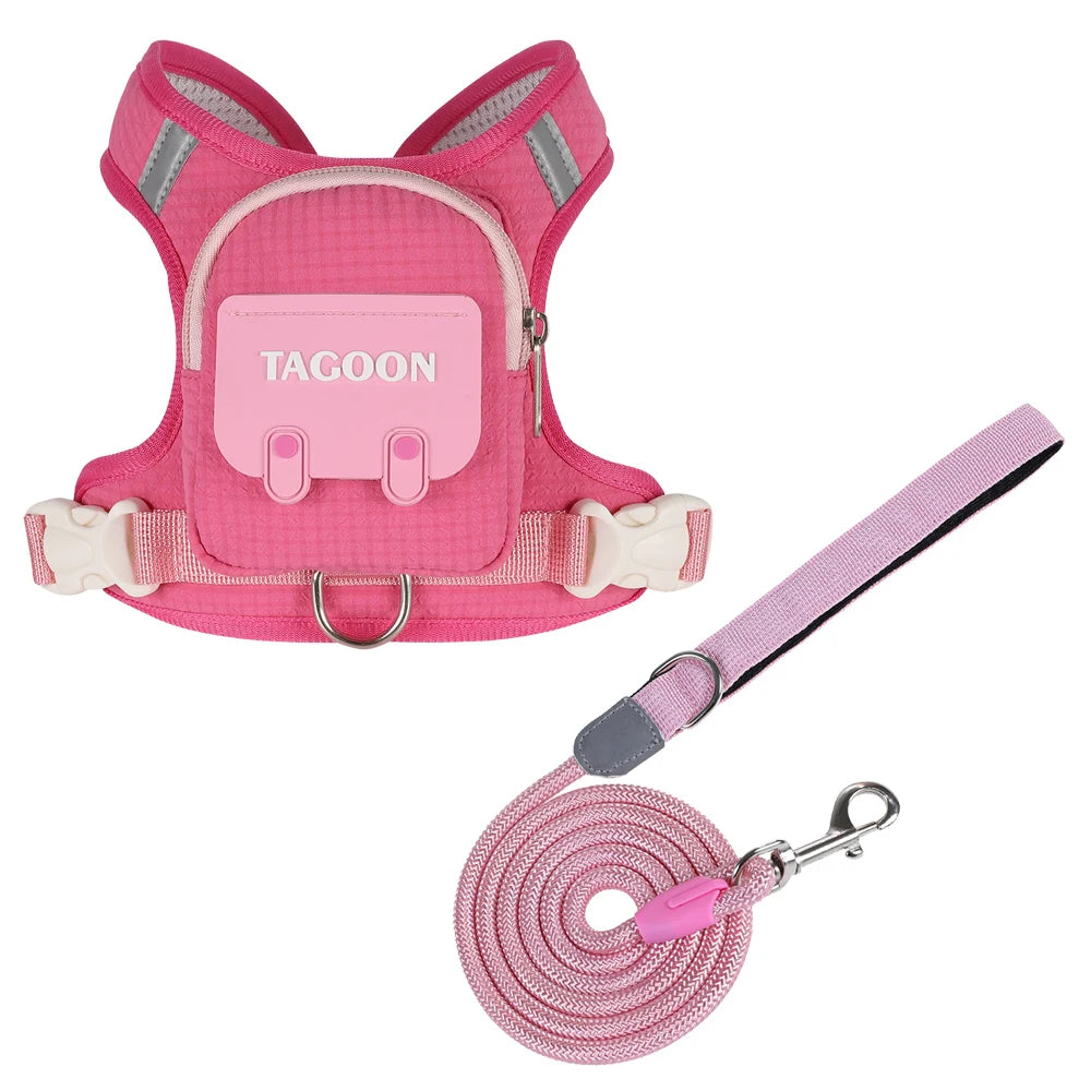 3-in-1 Reflective Pet Harness & Leash Set with Built-In Backpack