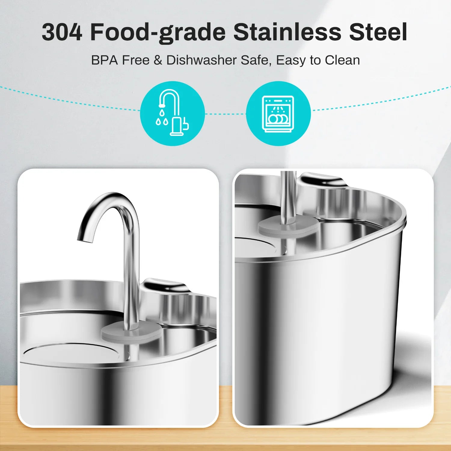 Automatic Stainless Steel Cat & Dog Water Fountain (2.2L)